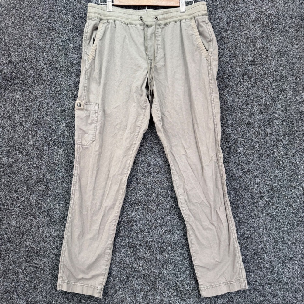 L.L. Bean Mens Cargo Pants Medium Green Ripstop Elastic Waist Drawstring 505027